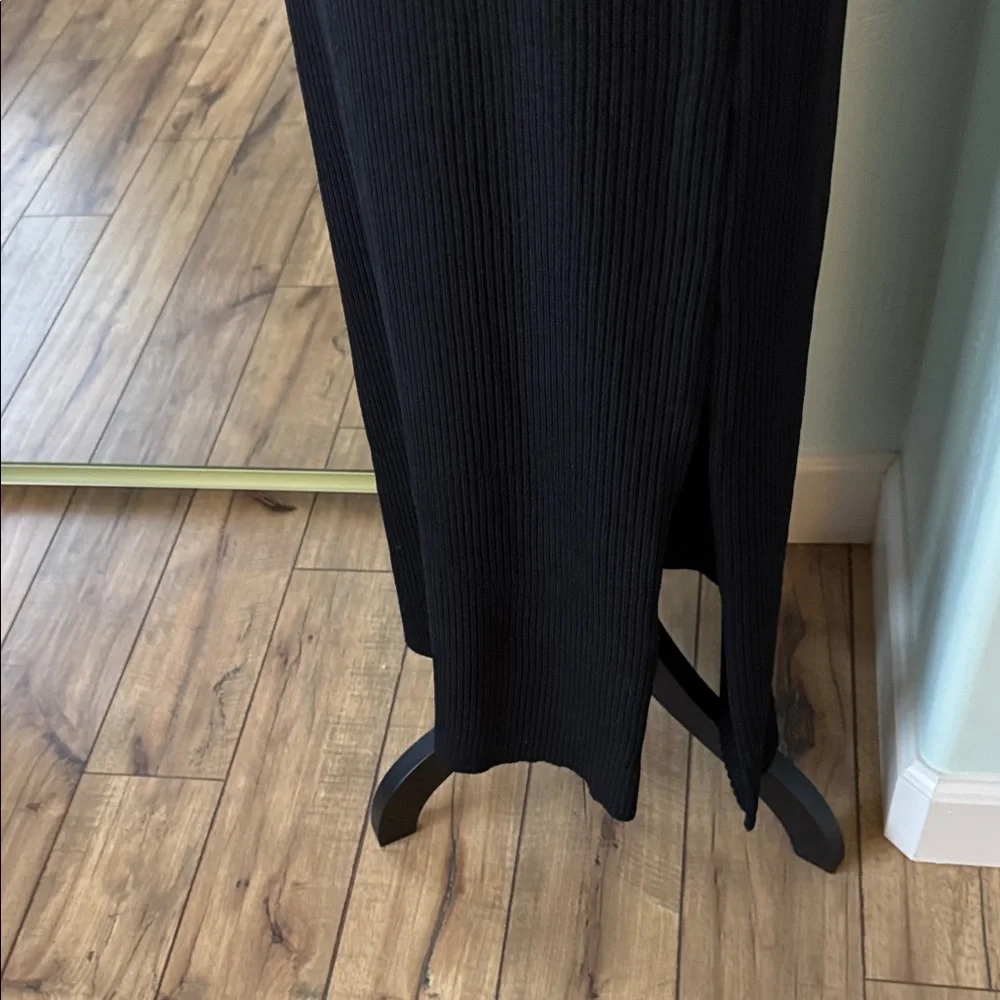 Anthropologie Black “Ribbed” Knit Skirt Set
